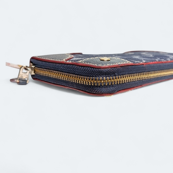 Coach Denim Wallet Signature C Monogram Zip Wallet Blue Jacquard Leather F53769 - Picture 9 of 16